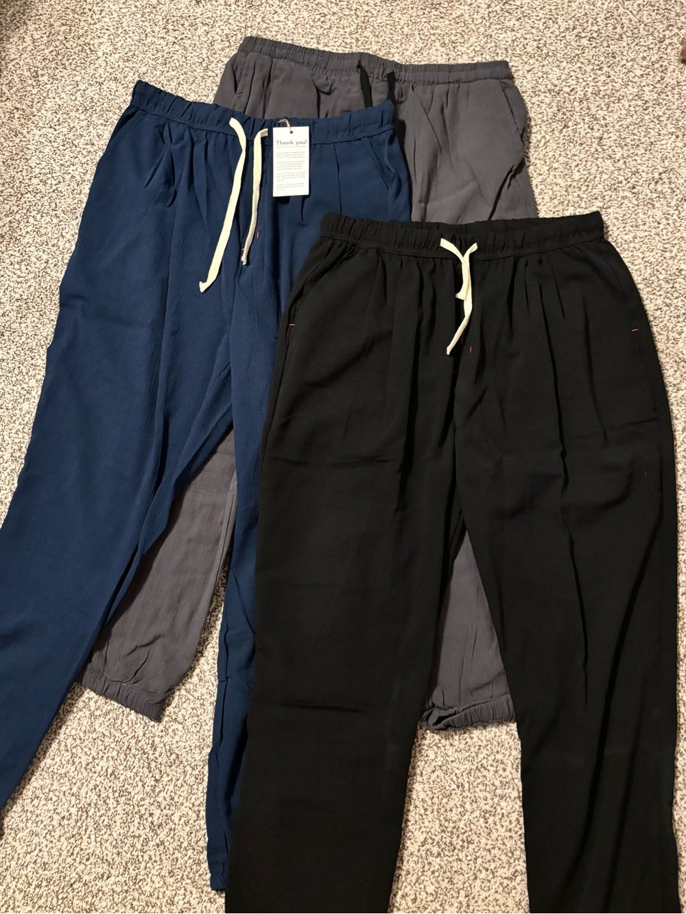 Men's Drawstring Jogger Pants BUNDLE- Black, Navy, Gray